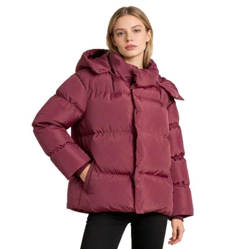 Womens Warm Puffer Jacket Winter Thick Cotton-Polyester Filled Hooded Loose Fit Mid-Length Coat Daily Commute