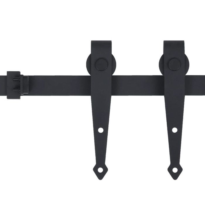 Kit de porte coulissante - Acier au carbone - 200 cm - Noir - 20 kg - Assemblage requis