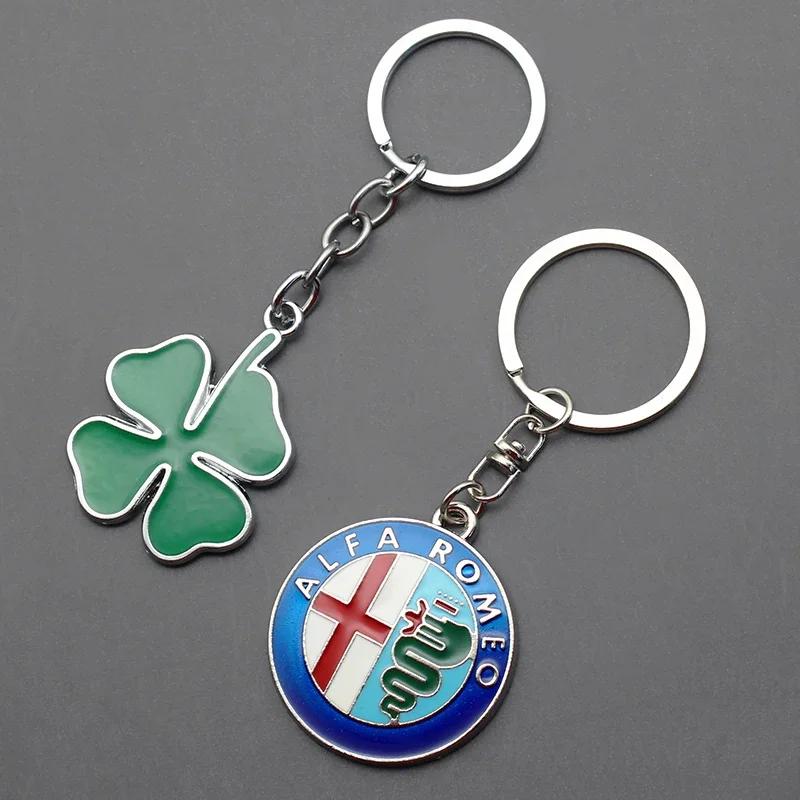 2026 Hot Sticker 1pcs 3D Metal Leather Car Styling Emblem Keychain Key Chain Rings For Alfa Romeo Accessorie Giulietta GT 159 14