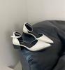 Fashion Summer 2025 New Women Black Fashion Sandals Woman Heels Pumps Sexy Pointed Toe Sandalias Female Low Heels Shoes
