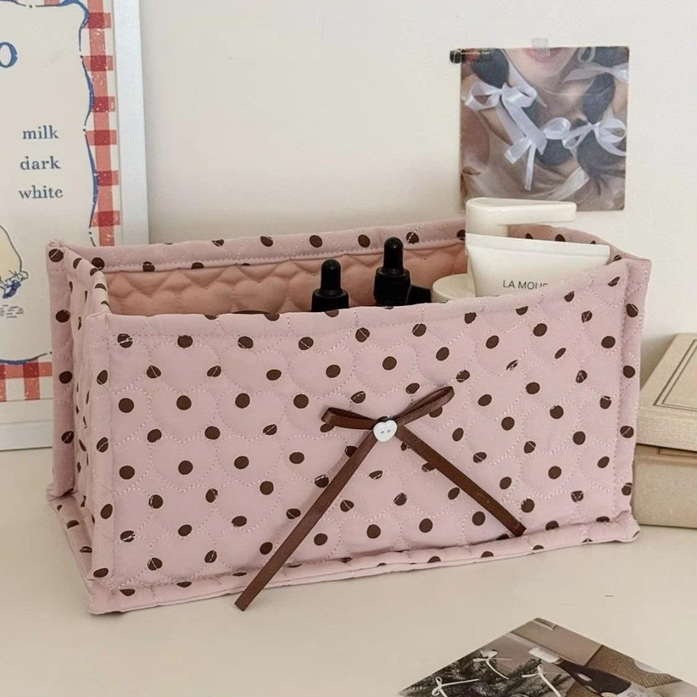 Large Storage Basket Heart Polka Dot Desktop Organizer Basket Storage Box Sundries Organization