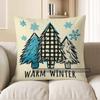 Home Decor Snowman With Hat And Snowflakes Throw Pillow Pattern Cushion Cover Suitable For Sofa Bedroom Car Pillow Cover