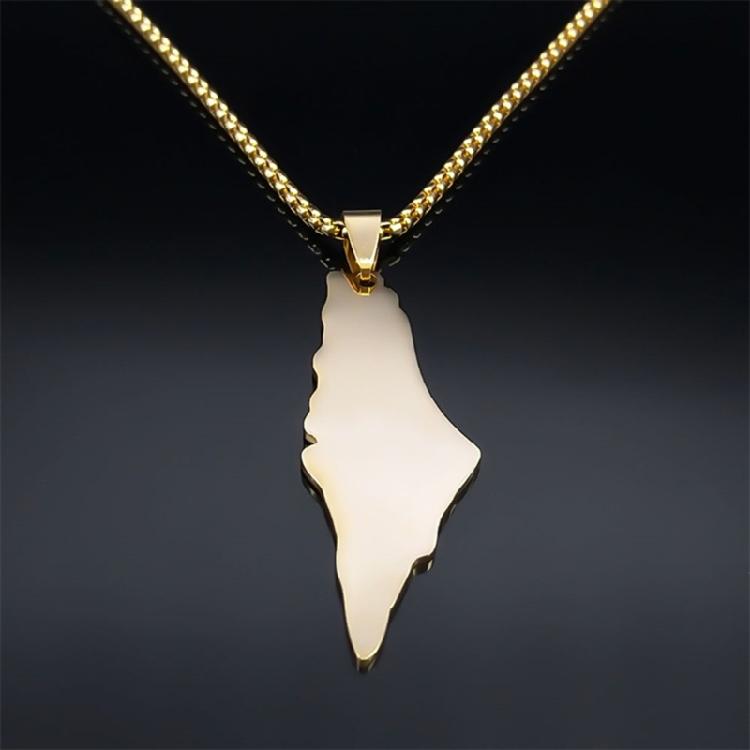 Collane d'Oro/Argento Collana di Mappa della Palestina alla Moda Collana in Acciaio Inossidabile