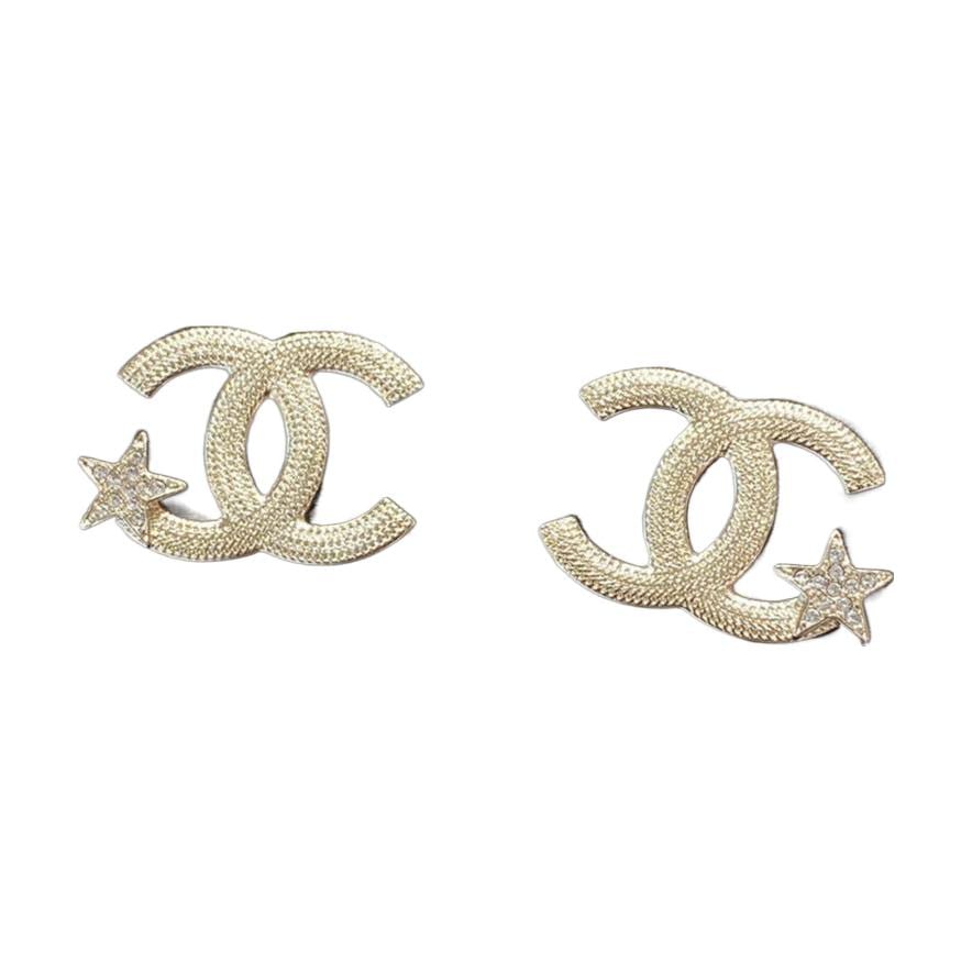 CHANEL Gold Plated Stud Earrings Women's Gold ABB491-B14060-NR341