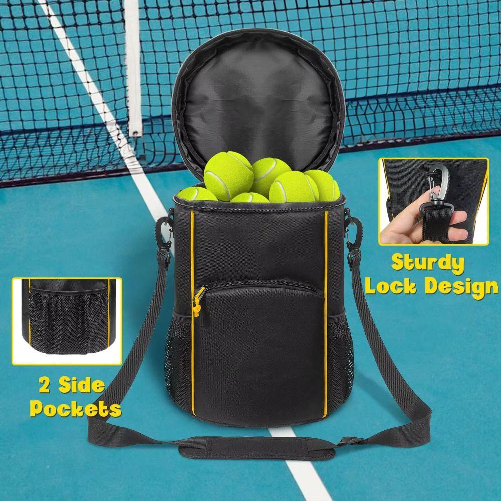 Two Way Zippers Tennis Storage Bag Shoulder Strap Tennis Balls Holder Bag  Racket Sports