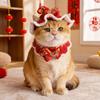 Red Chinese Style Pet Scarf Cartoon New Year Cat Headwear Winter Dog Cap Cat Collar  Pet Costume