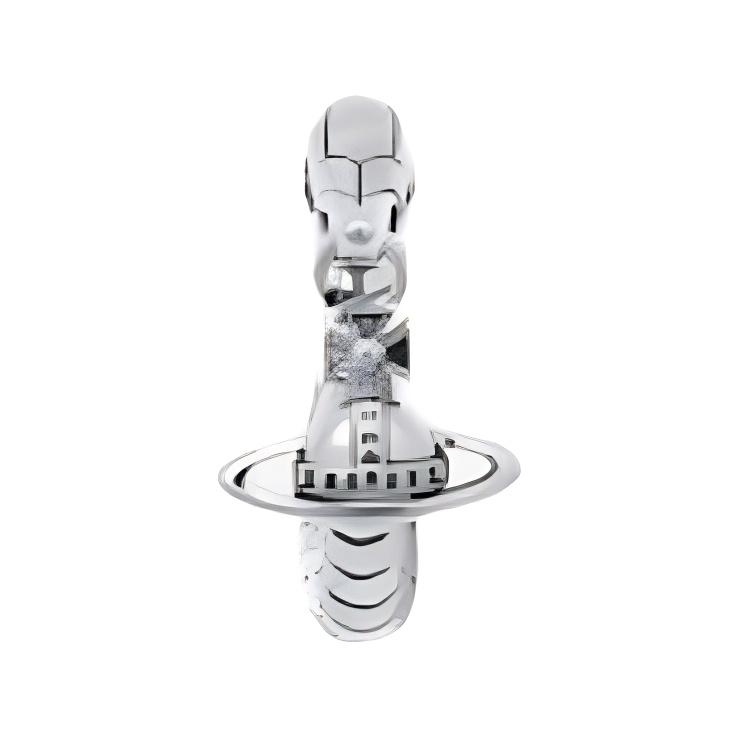 VIVIENNE WESTWOOD Albane Snake Saturn Přívěsek Mosazné Náušnice Unisex Náušnice Vintage-Stříbrné 62030090-02P017