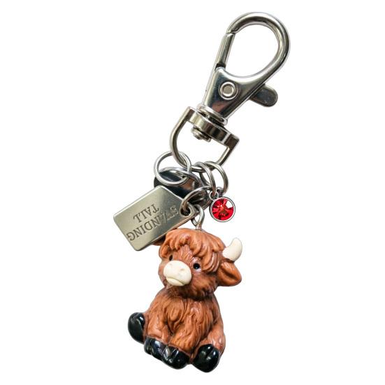 

Keychain Pendant Highland Cow Keychain 3D Baby Cow Charm Keyring with Birthstone Lightweight Inspirational Accessory July