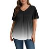 Damska Modna Codzienna Luźna Bluzka Plus Size z Krótkim Rękawem Elegancka z Dekoltem V Do Pracy