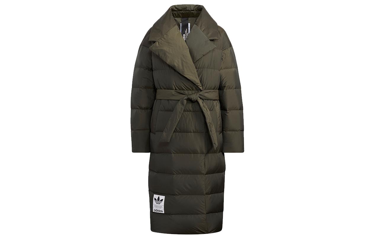 Adidas Originals Down Jackets Women s Olive Lapel Moderate Down Coat H64732 34