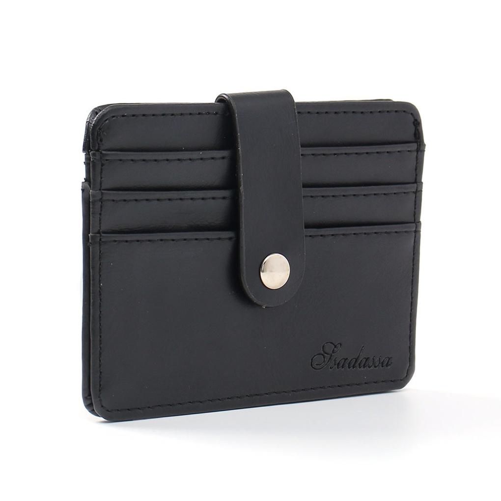 Reverse Faux Leather Card Wallet (Black) Card Holder Pocket Wallet