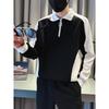 Autumn and Winter Men's Patchwork Sweatshirt Fashion Long Sleeve T-shirt High-end Korean Half Zip Polo Shirt