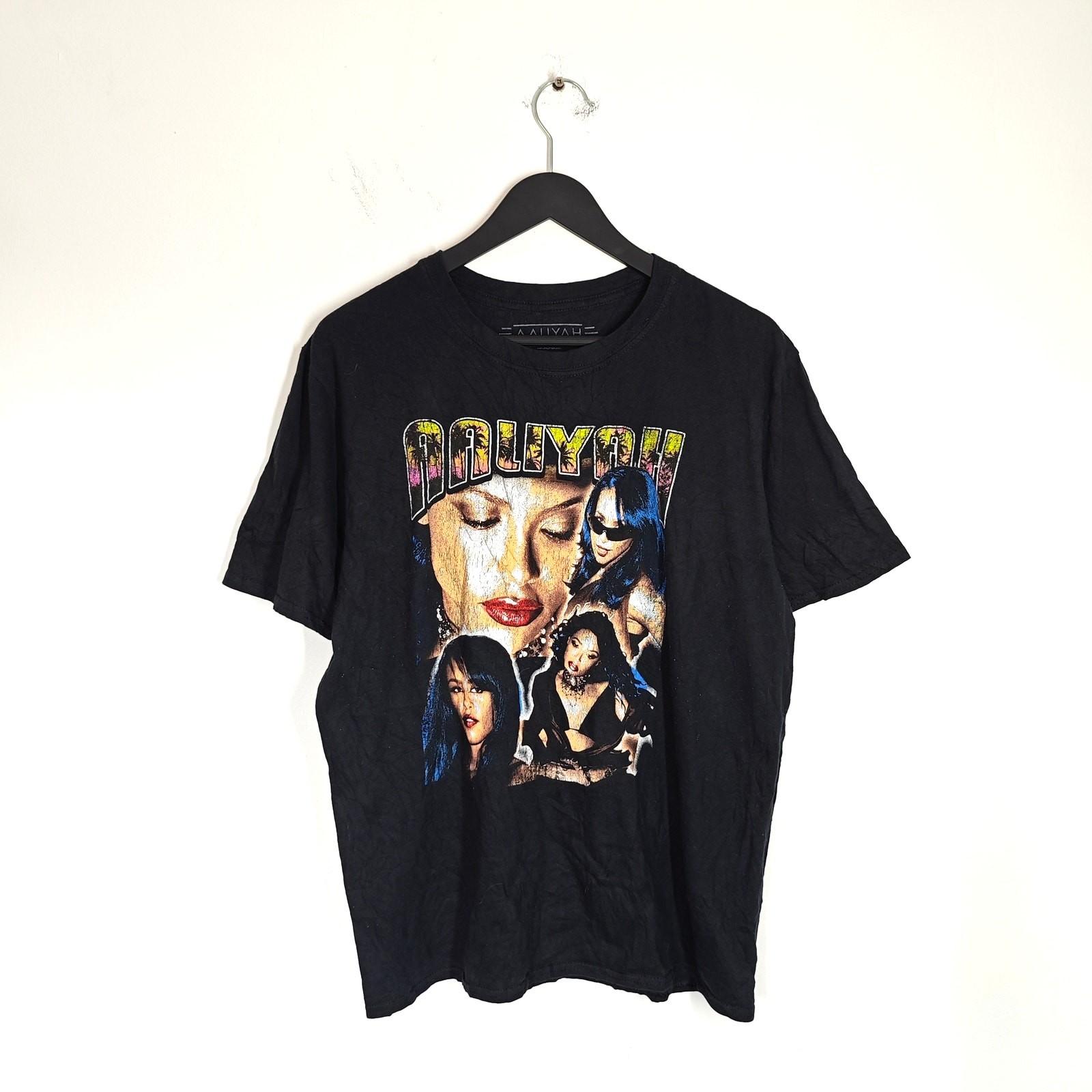 Aaliyah T-Shirt Black Mens Large Band Tee Vintage Style Graphic Print XXXL