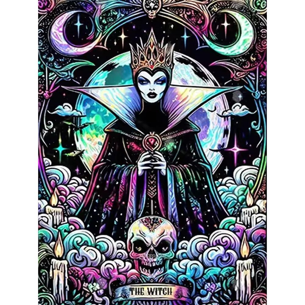 

Disney 5D DIY Diamond Painting Evil Queen Dark Neon Tarot Style Illustration Full Round Diamond Mosaic Cartoon Dog Embroidery Art Painting Home Decor Round 20x30cm