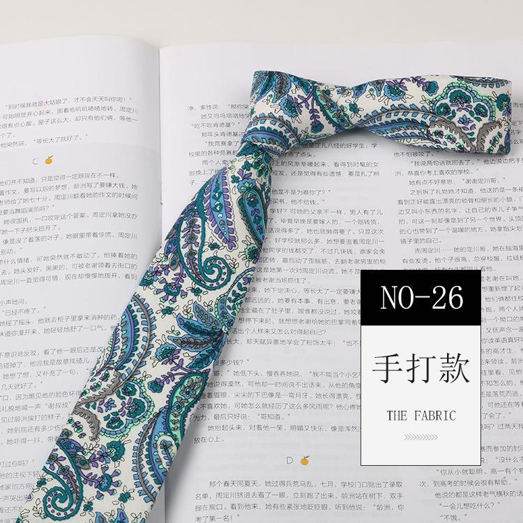 Floral Tie Men'S Patterned Cotton Shirt Macaron Printed Narrow Edition 6Cm Hand Tie Korean Casual Women'S Tie