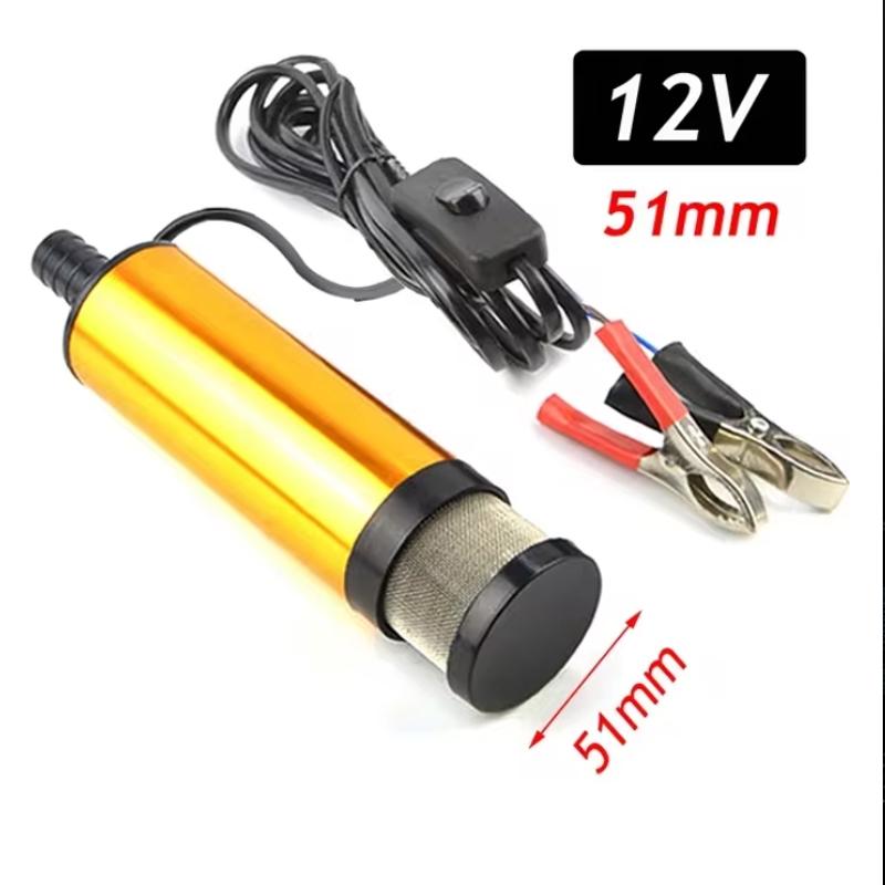 38/51MM Christmas Oil Pump 12V Pump Diesel Water Fuel Transfer Pump 12L/min Submersible Aluminum Alloy Housing
