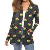 Women's Fashion Christmas Print Long-Sleeved Pocketed Slim-Fit Cardigan Coat