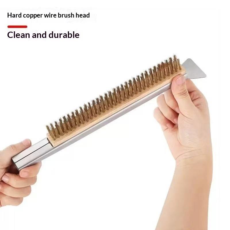 1 Pcs Portable Pizza Oven Long Wood Handle Cleaning Brush Easy Cleaning Hard Bristles Grill Brush For Pizza Oven Grill Cleaning