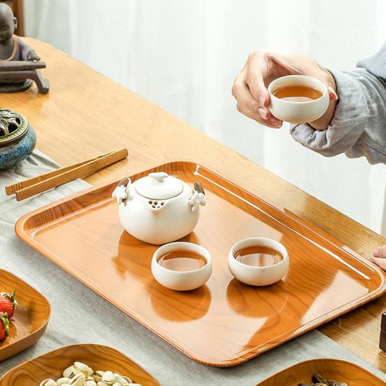 Bone Spitting Dish Imitation Wood Grain Serving Trays Japanese-Style Plastic Fruit Bowl Stackable Salad Tray Kitchen Organizer