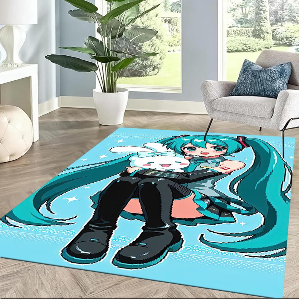 Hatsune Miku Style Square rugs are a great choice for living rooms, bedrooms, home décor, and as gifts.