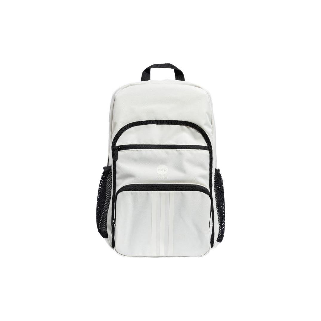 Adidas Neo Striped Decorative Casual Fashion Color Block Zipper Backpack Unisex Backpack White IB5222 White