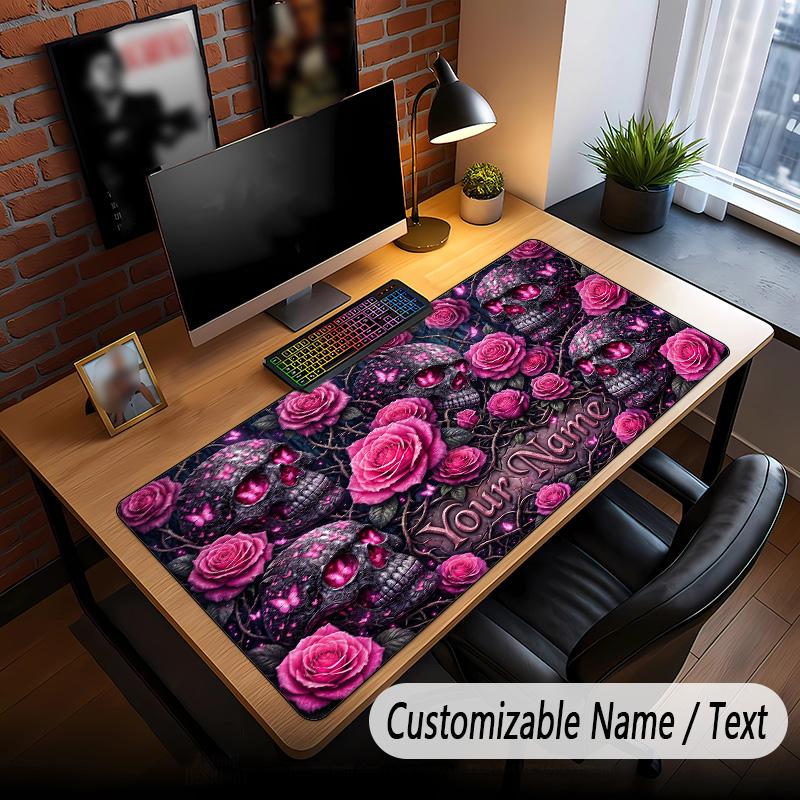 Skull Gothic Theme Custom Mouse Pad Personalized With Name Text Customized Desk Mat For Office Home Decor