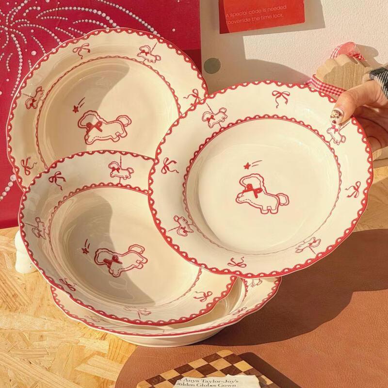 

Ru Han Carousel New Year 8-inch Deep Dinner Plate Set