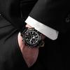 PINDOWS Analog-Digital Watch, Retro Racing Perforated Genuine Leather Strap Model PDS-642, Black, Men's