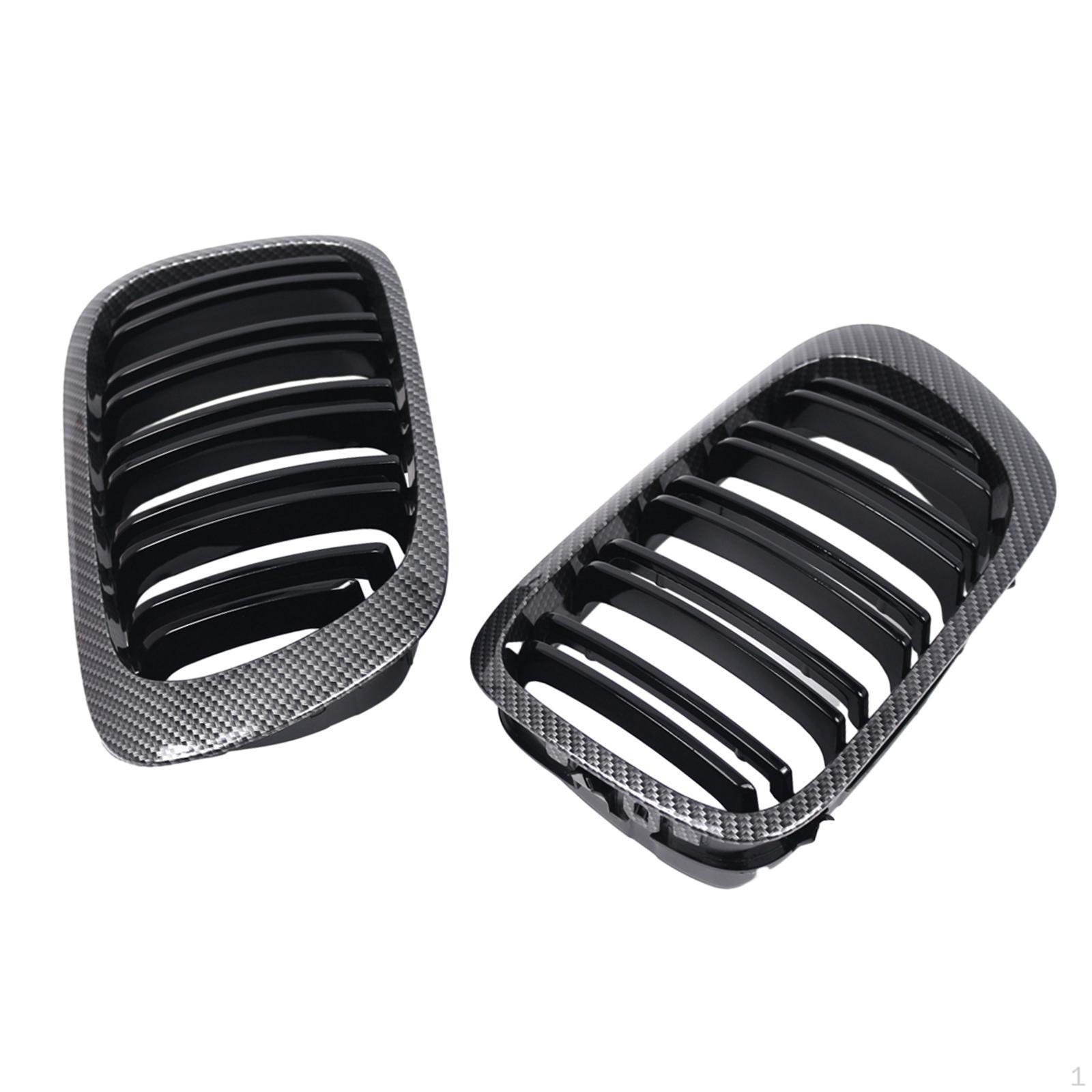 

2x Front Upper Chrome Frame Kidney Grilles Accessories Black Car Exterior Parts for M3 Professional