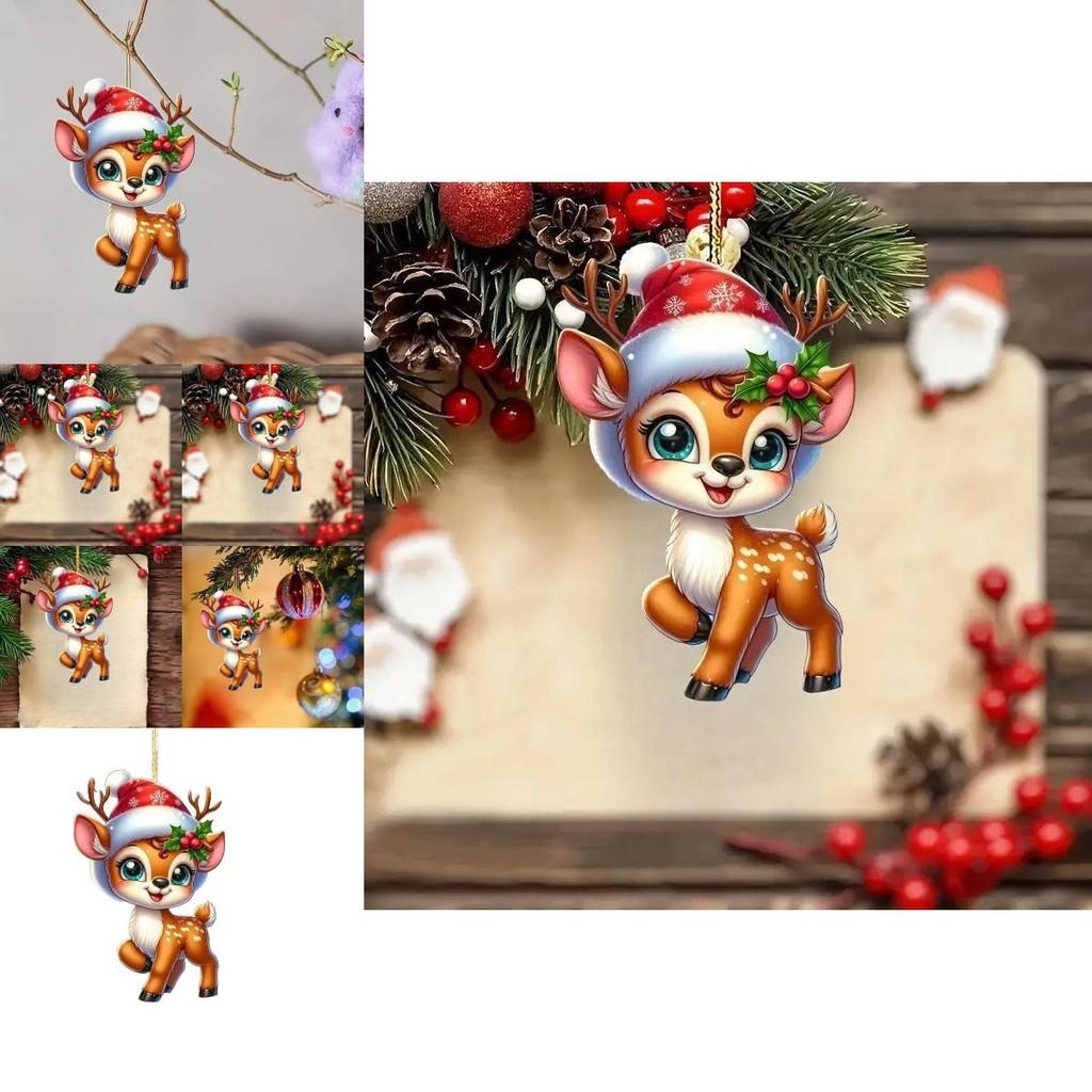 Acryl Auto Dekoration Hängend Mit Niedlichem Reh Und Weihnachtsbaum Thema Für Automobil Innenraum