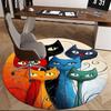 1pc Colorful Cat Faces Round Carpet Anime Design Office Chair Mat, Non Slip Rug for Home Decor