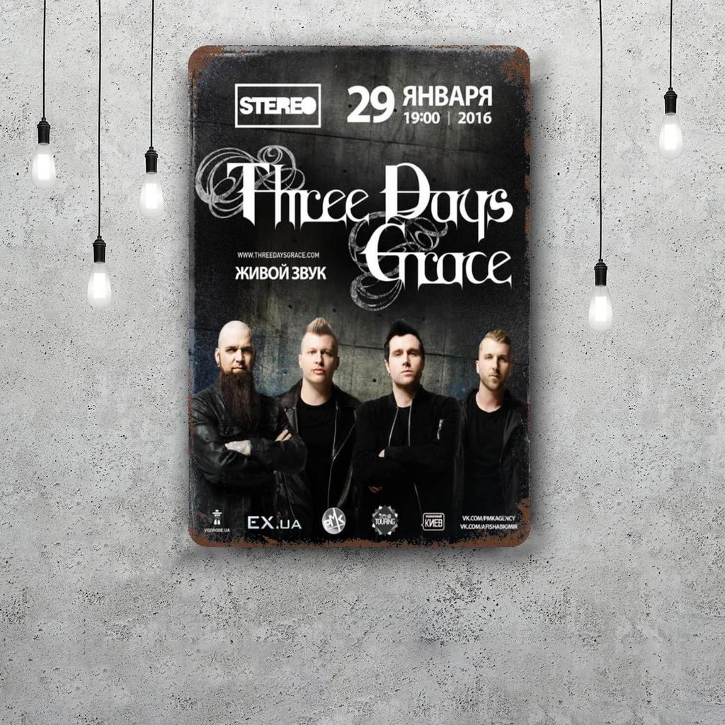 Three days grace band Dekoration Poster Vintage Blechschild Metallschild Dekorative Plakette für Kneipe Bar Man Cave Club Wanddekoration