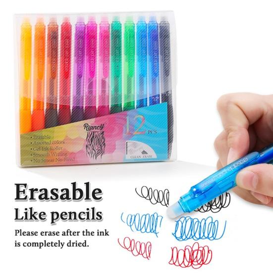 Handwriting Correction Pen Retractable Erasable Gel Pen, 0.5mm Fine Point Clickable Thermal Journaling And Planning Pens Friction for Students Office