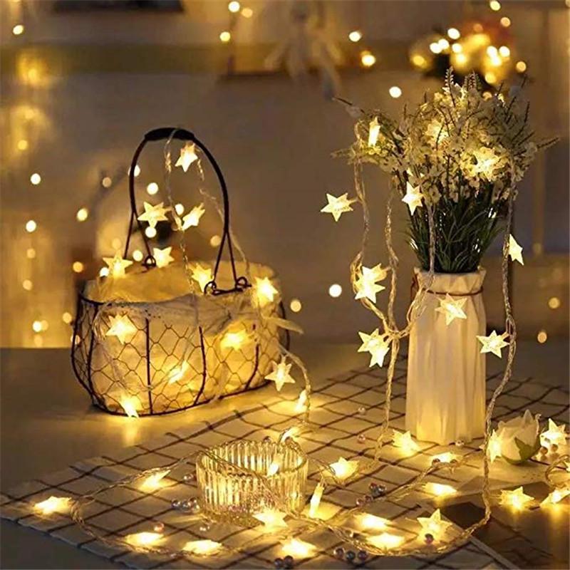6M 40Led Lights Outdoor Star Light Strings Decoration String Christmas Tree Home Window Decor Holiday Lighting