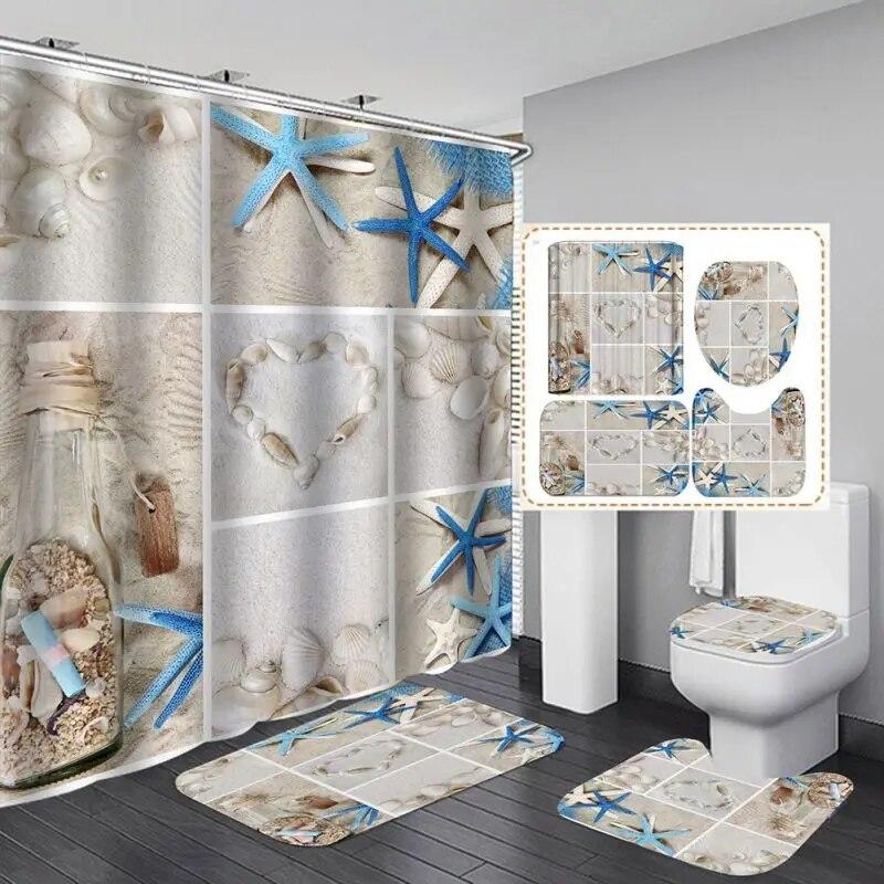 3D digitalt trykk dusjforheng 4 stk til hjem/hotell/fest Baderomsdekorasjon 180 * 180cm