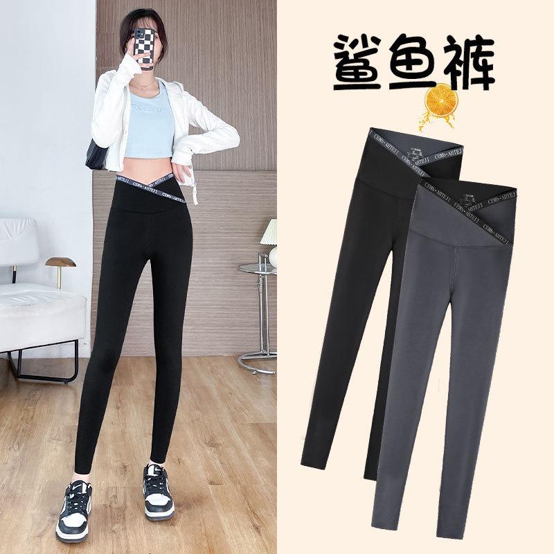 Skinny pants Cross shark pants Leggings Women wear high waist slim tight yoga pants Skinny legs hip pants