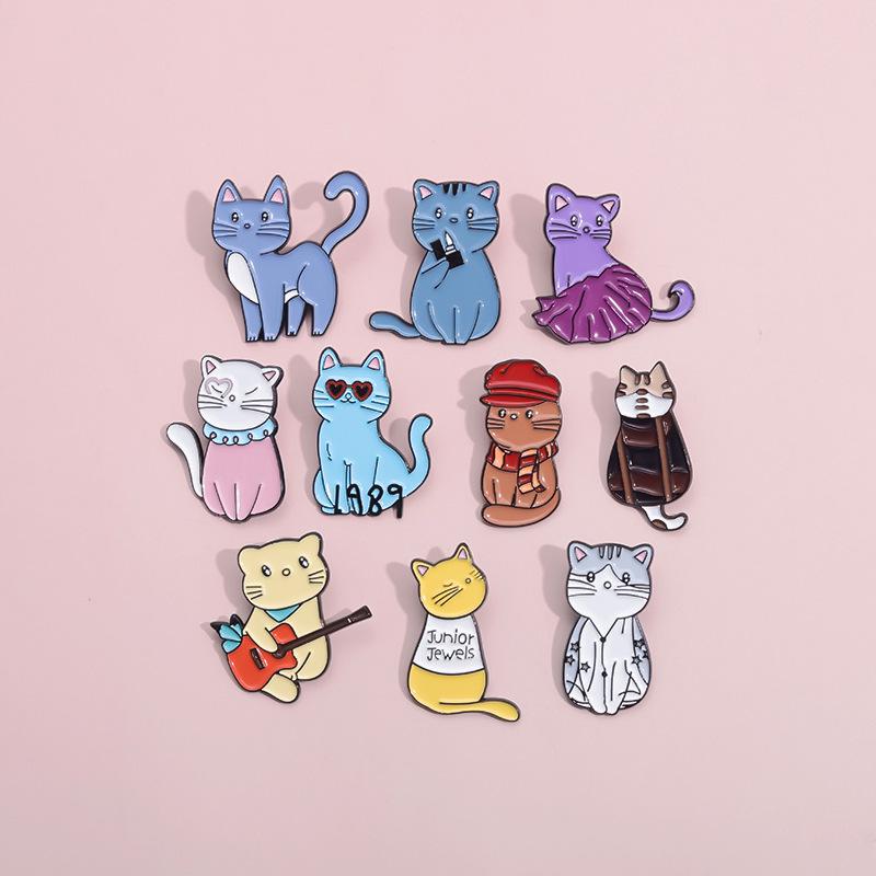 Broche Chat Mignon Dessin Animé - Accessoire Amusant en Forme d'Animal pour Sacs & Vêtements
