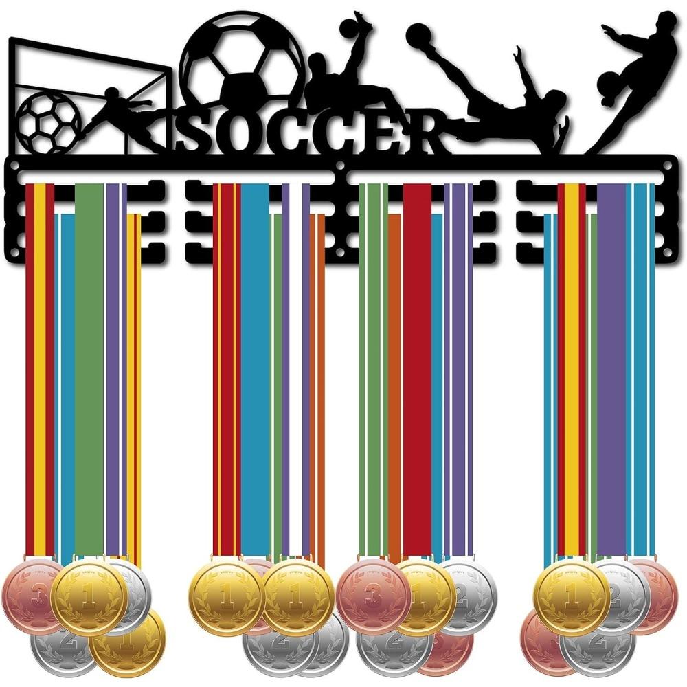 Colgador de Medallas de Metal Estante de Exhibición Soporte Organizador para Montar en Pared con 12 Ganchos para Deportes Maratón Correr Marco de Hierro Negro 15.7 x 6 Pulgadas