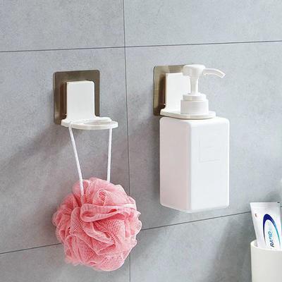 Soporte ajustable para botellas con dispensador, colgador adhesivo para pared para champú, loción, jabón de manos, estante de almacenamiento para baño