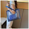 2pcs/set Summer Transparent Totes Bag Waterproof Shopping Bag Portable Jelly Shoulder Bag  For Women