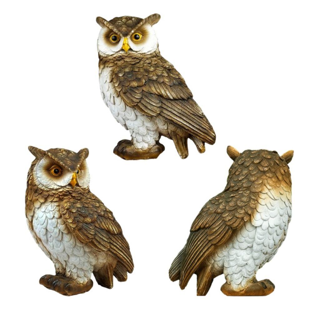 Statue de Hibou en Résine Oiseau Simulé Figurine Miniature Mignonne Ornement de Bureau Bureau