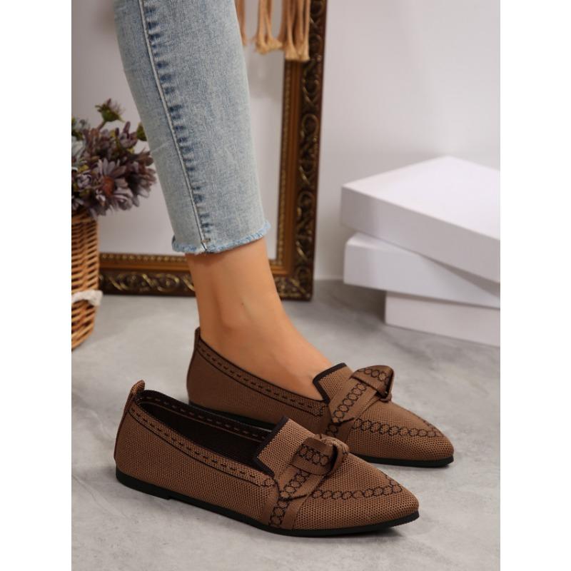 

Большие размеры, дышащие однобортные туфли на плоской подошве из хлопчатобумажной ткани, женские комбинезоны, банты, неглубокий вырез, ленивые рабочие туфли 43 коричневый