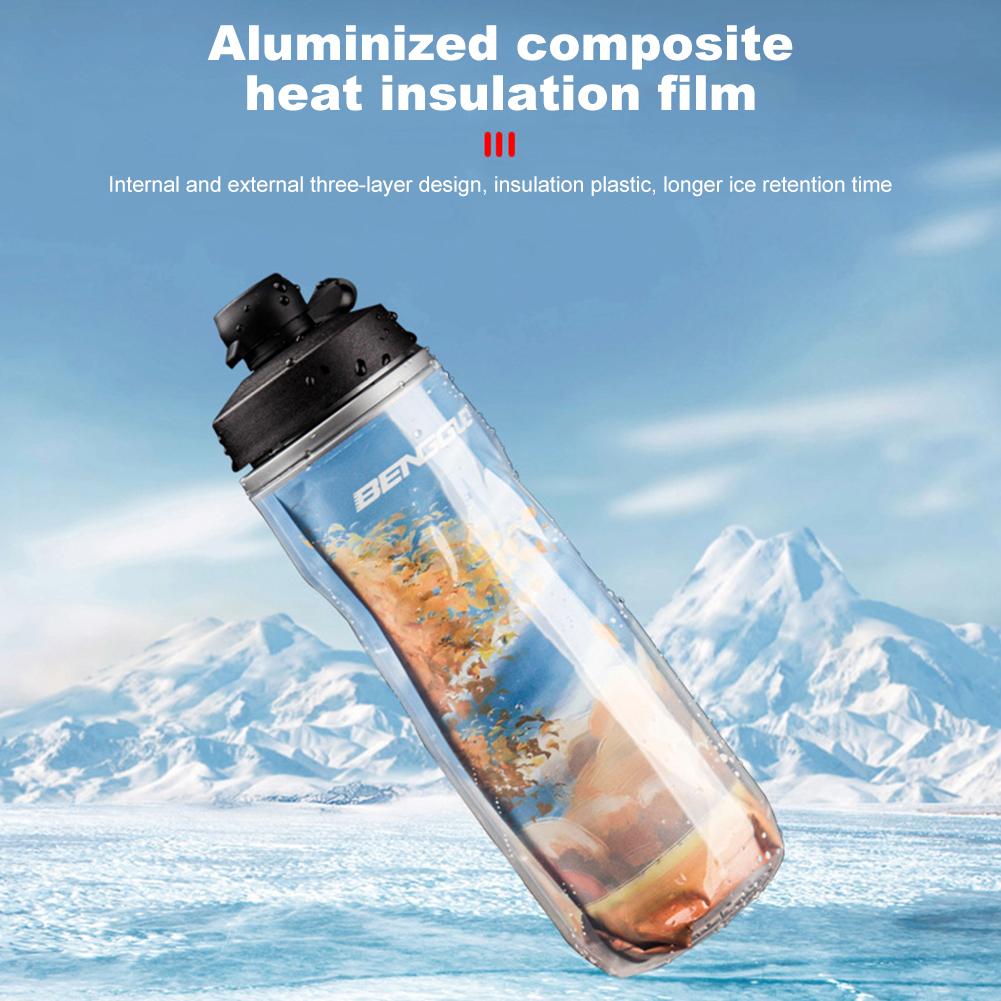 610ml Insulated Bike Water Bottle Leak-Proof Squeeze Sports Bottle Keep Water Cooler Bicycle Water Bottle for Outdoor Fitness