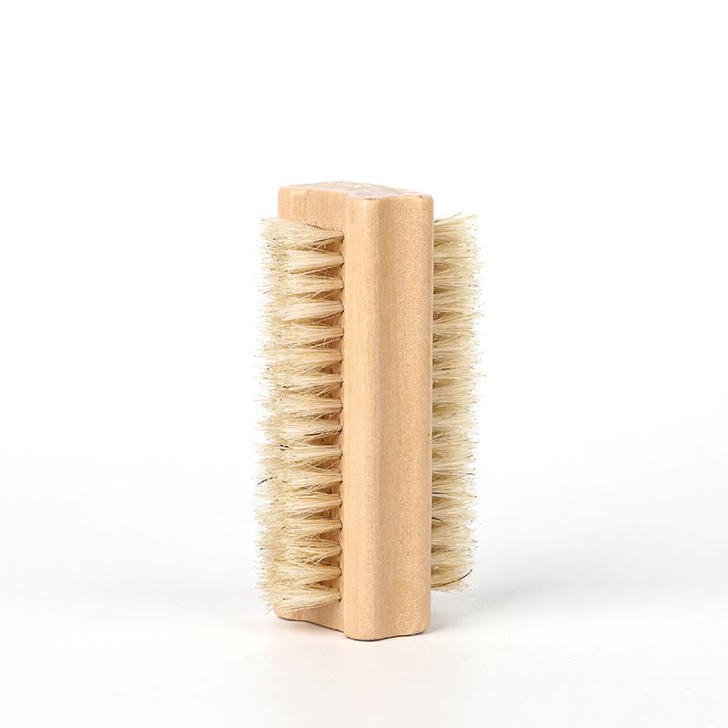 Double-sided Nail Brush Manicure Pedicure Wood Handle Soft Remove Dust Nail Cleaning Brush For Nail Care Scrubbing Tools