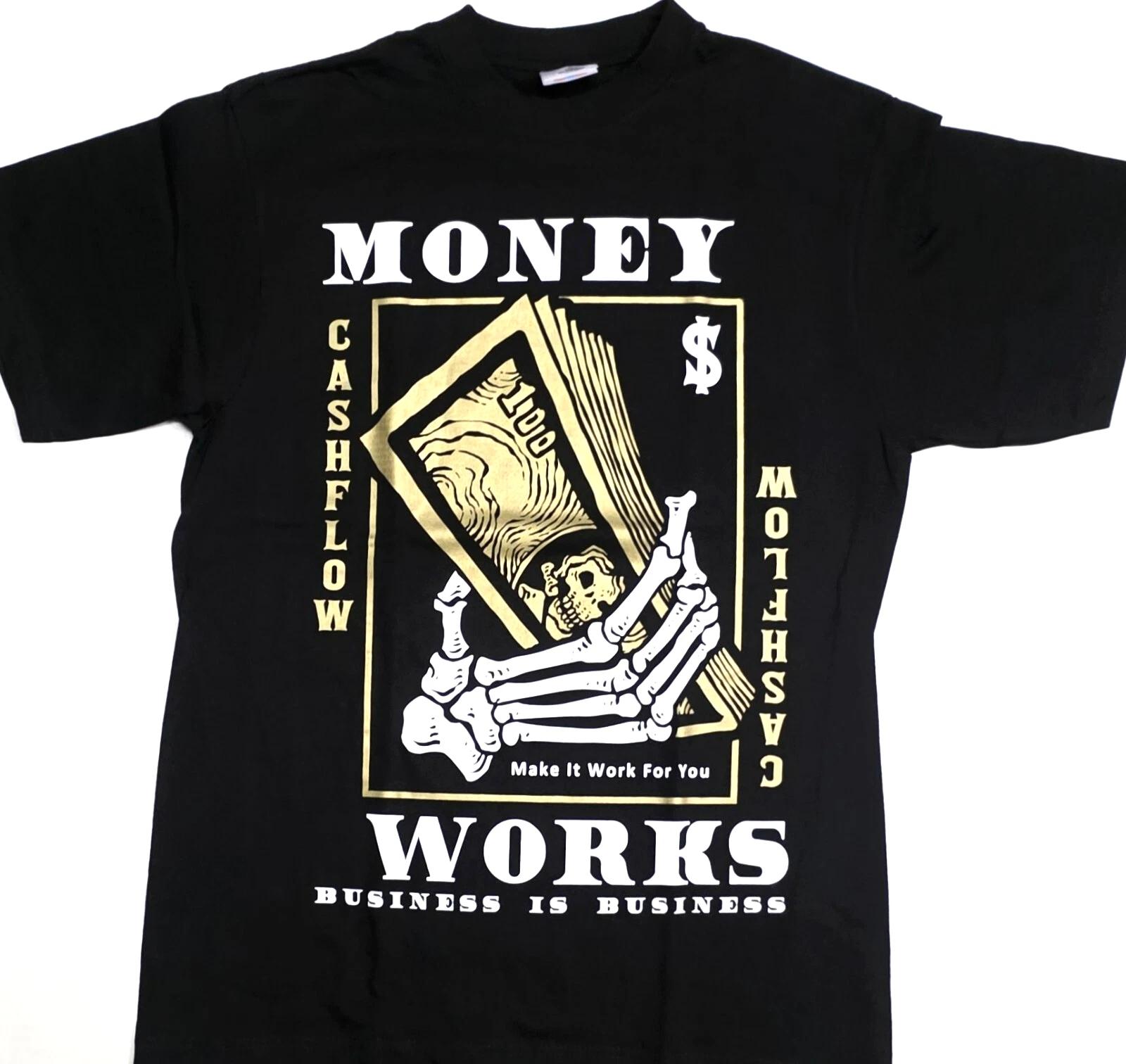 MONEY T-shirt Player Cash Dollars $ Money Hustle Men s Tee Black New 4XL