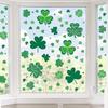 106Pcs St. Patrick's Day Window Clings, Green Shamrock Shaped Sticker Reble Static Window Stickers for Irish Day Decoration Spring Holiday Home