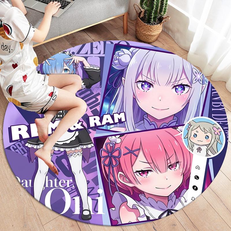 Re Zero Round Area Rug Carpet Rug For Living Room Bedroom Sofa Playroom Decor Nonslip Floor Mat
