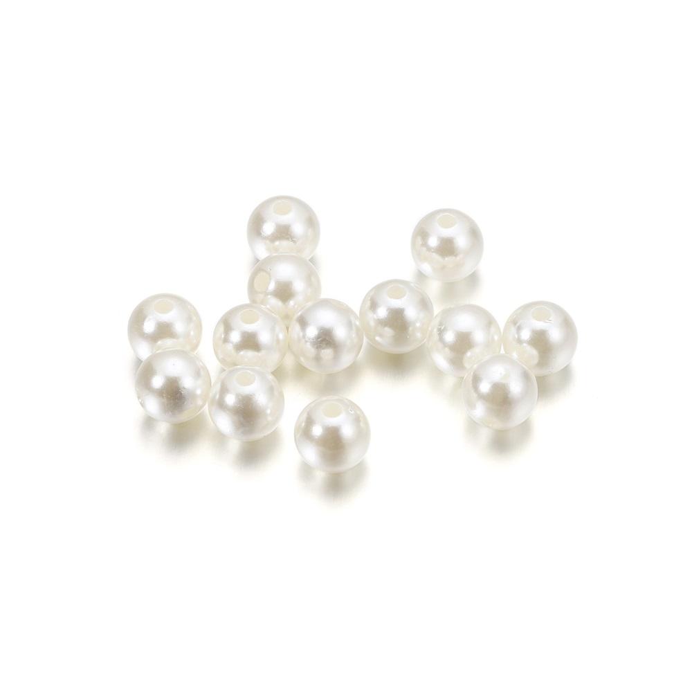 10-400pcs/lot 3-20mm Straight Holes Acrylic Imitation Pearl Beige Bracelet Round Beads For DIY Craft Jewelry Making Supplies