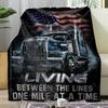 Trucker Driver Flag design pattern Flannel printed blanket suitable all seasons suitable for living room office sofa and travel