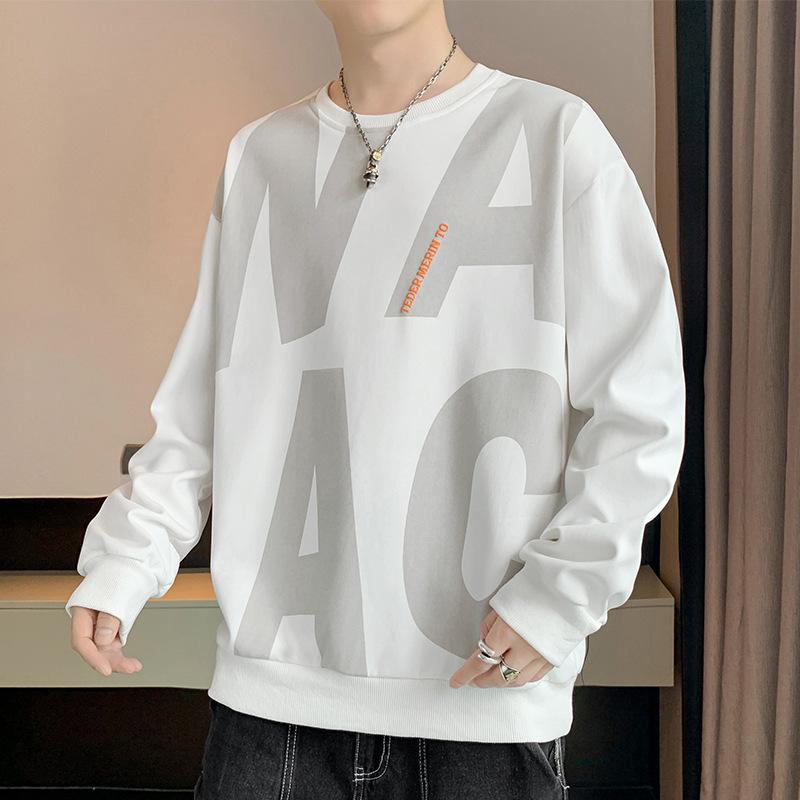 Spring Autumn Round Neck Loose Casual Hip Hop Printing Sweatshirt Male Pullover Top Men